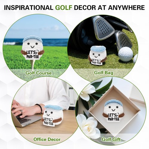 FunisFun Crochet Golf Ball - Positive Golf Gifts for Golfers, Fathers, Coworkers - Funny Emotional Support Presents for Men, Women, Golfer Enthusiasts and Birthdays