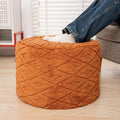 AbunHeri Fluffy Round Ottoman Pouf with All-in-One Foam Filling 20" x 14" Furry Ottoman Foot Rest Foot Stool for Living Room or Bedroom (Burnt Orange)
