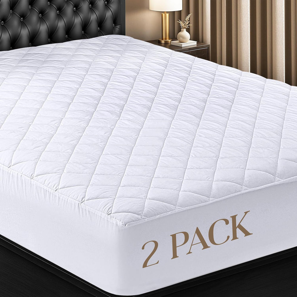 Utopia Bedding Twin Size Quilted Fitted Mattress Pad - Deep Pocket Protector, Machine Washable (White)