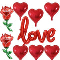 18Inch Red Heart Shaped Balloon 40Inch Red Love Foil Balloon 36Inch Rose Balloons Valentine Balloons Set for Valentine's Day Proposal Wedding Anniversary Special Night Party Romantic Decoration