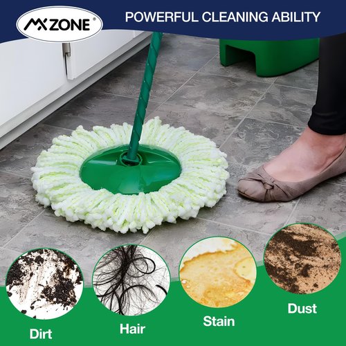 3 Pack Mop Head Replacement for Libman Tornado, Spin Mop Replacement Head 𝐎𝐍𝐋𝐘 Compatible with Libman, Easy to Replace, Machine Washable, Green and White (NOT for Old Version)