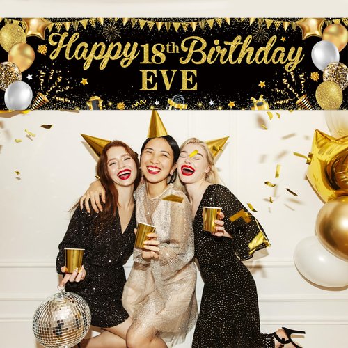 Personalized Birthday Banner for Party, with Name & Ages Option-Custom DIY Alphabet & Numbers Stickers Birthday Party Backdrop Indoor/Outdoor Celebrations (Black Gold)