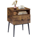VECELO Modern Night Stand,Square Side Table,End Table with Drawer and Storage Space for Bedroom and Living Room, Bedside Table