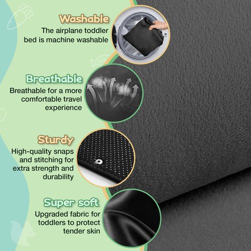 SkyCradleNap Toddler Airplane Bed with hat, Portable Airplane Seat Extender Travel Bed for Kids, Soft Baby Plane Travel Essentials for Flying, Toddlers Long Flight Must Haves Footrest