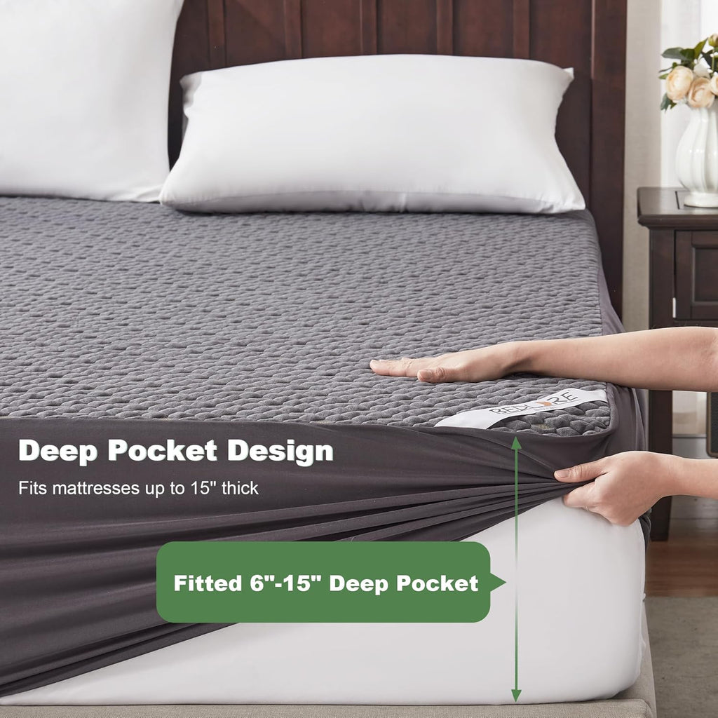 Skiennix Waterproof Mattress Protector - Soft Breathable Twin Size Fitted Pad | 6"-15" Deep Pocket, Noiseless