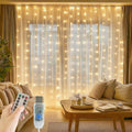 Fairy Curtain Lights - 200 LED Tangle-Free String Lights with Remote | USB Plug for Bedroom, Wedding & Home Décor - 9.8 x 6.6 Ft, Warm White