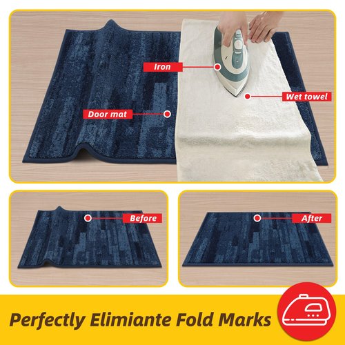 JSEI Dirt Trapper Door Mat 32"x48", Non-Slip Doormats Washable Entryway Mat, Welcome Floor Mat Absorbent Low Profile Dog Door Mats for Front Back Door, Wet Shoes & Paws, Blue