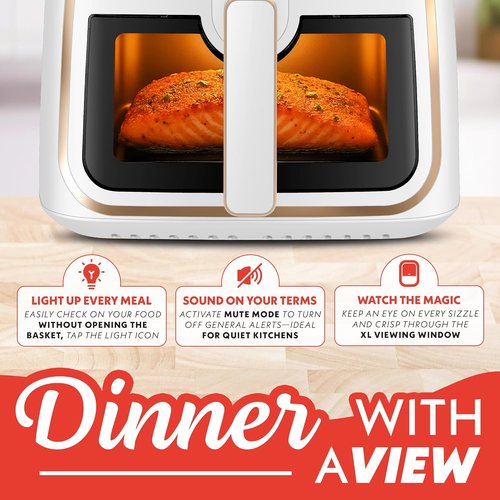 Gourmia 8 Qt Air Fryer - Digital Display, 8 Cooking Presets, FryForce 360° Technology, White