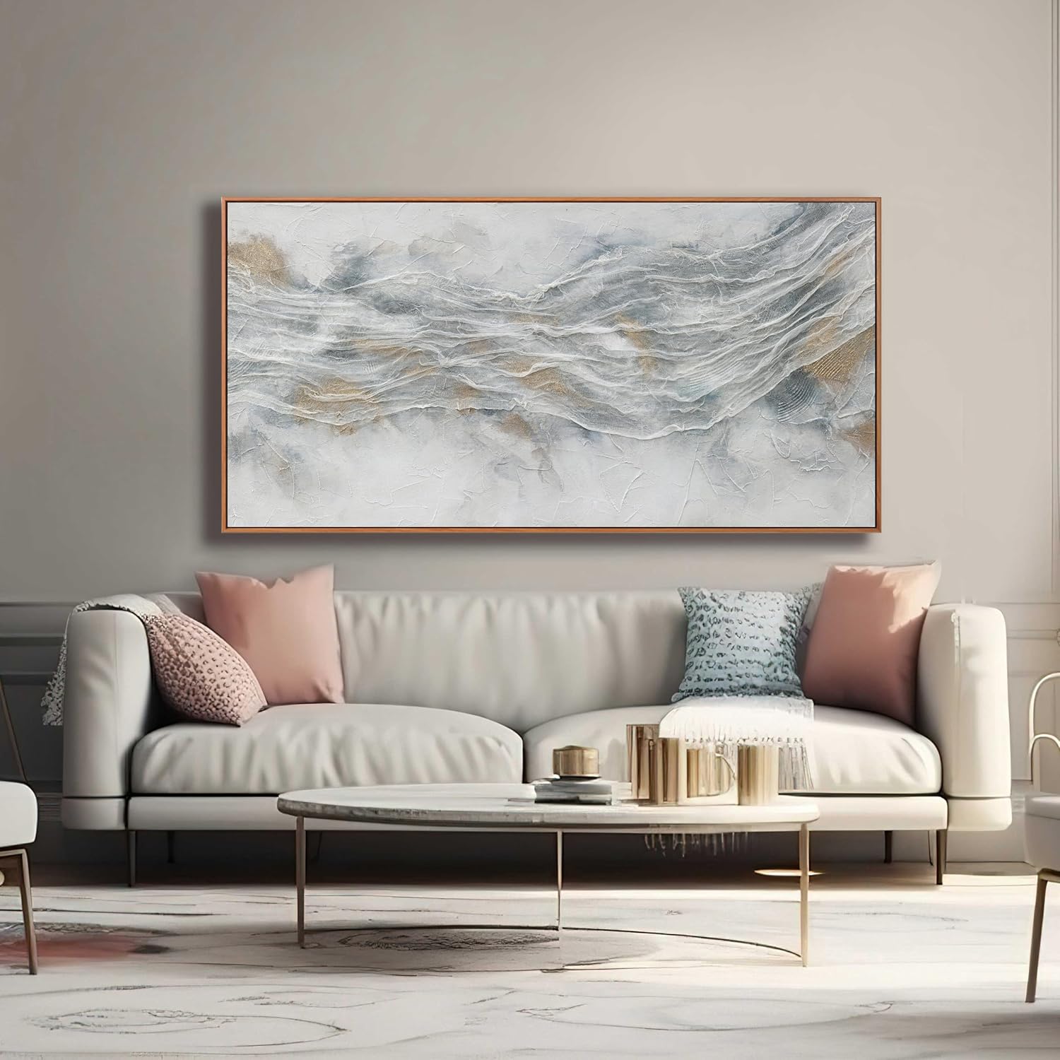 Skiennix Abstract Canvas Wall Art - Modern Framed Decor for Living Room | Large 29" X 58" Prints