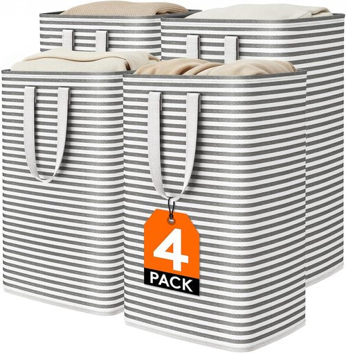 Lifewit 4-Pack Laundry Basket - 80L Each Collapsible Hamper with Waterproof Design | Black