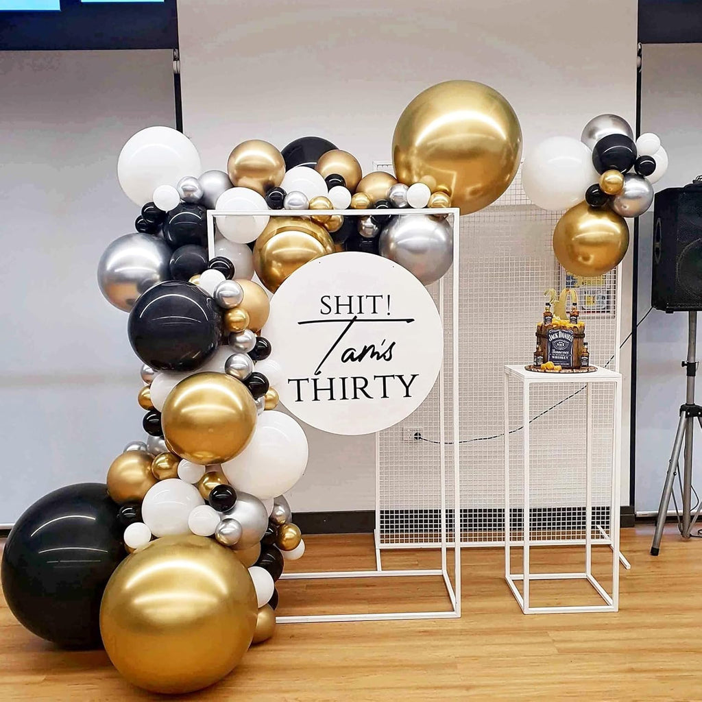 Voircoloria 148-Piece Black and Gold Balloon Garland Arch Kit | Perfect for Graduation, Birthday, and New Year Celebrations