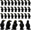 Skiennix Miniature Crows Figures - 36pcs Tiny Black Raven Figurines for Halloween Decor & Cupcake Toppers