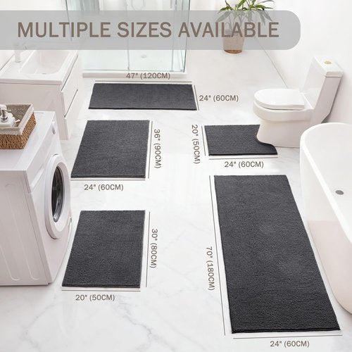 Exclusivo Mezcla Bathroom Rugs - Extra Soft Chenille Mat, Quick Dry & Machine Washable | 24x36, Grey