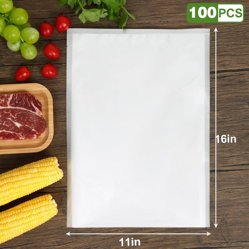 Moretoes Vacuum Sealer Bags - 100pcs BPA-Free Gallon Size 11" x 16" | Pre-Cut for Food Storage & Meal Prep