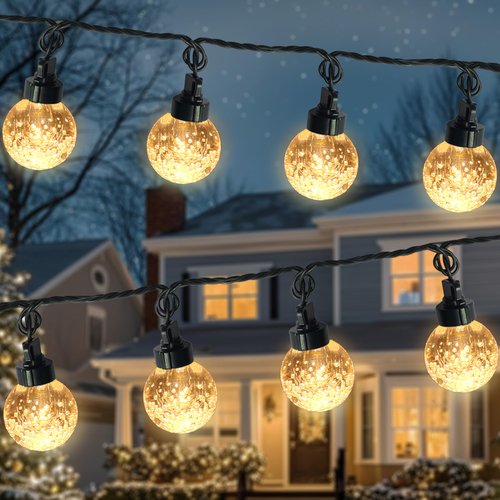 AWQ 20 LED 41FT Globe Ball String Lights, G40 Crystal Bubble Ball Fairy String Lights Plug in with 11 Modes, Timer & Memory Function Extendable for Indoor Outdoor Christmas Home Decor (20)