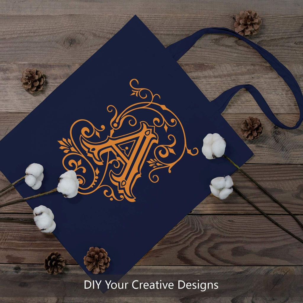 TOPDesign 16"x15" Navy Blue Cotton Tote Bags - 6-Pack Lightweight Reusable Grocery Bags for DIY & Promotions