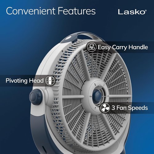 Lasko Wind Machine Fan - Powerful 20" Air Circulator with 3 Speed Settings | Gray Finish