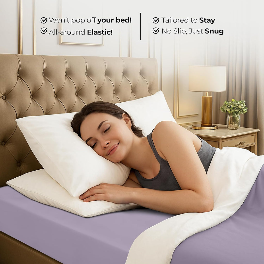 Utopia Bedding Queen Fitted Sheet - Soft Microfiber - Deep Pocket - Fade Resistant - Lavender Color