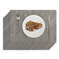 Softalker Vinyl Placemats Set of 6 - Faux Leather Heat Resistant Place Mats, 100% Waterproof Oilproof Wipe Clean Table Mats for Indoor & Outdoor Use, 17’’×12’’, Light Grey