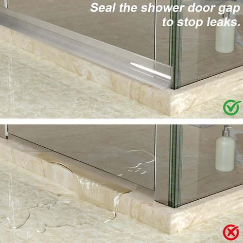 Zehiels 39" Shower Threshold Water Dam Silicone Shower Water Guard Collapsible Shower Door Bottom Seal Shower Splash Guard for Wet and Dry Separation