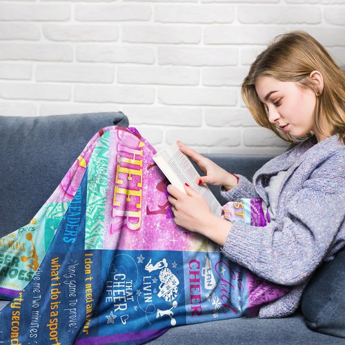 Rothtasi Cheer Gifts for Girls Cheerleader Blanket Ultra Soft Flannel Cheerleading Gifts Throw Blanket Birthday Gift Ideas for Teens Kids 50""x40""