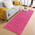 OLANLY Soft Fluffy Shaggy Runner Rugs - Machine Washable 2x5 for Hallway, Bedroom & Nursery | Hot Pink Home Decor