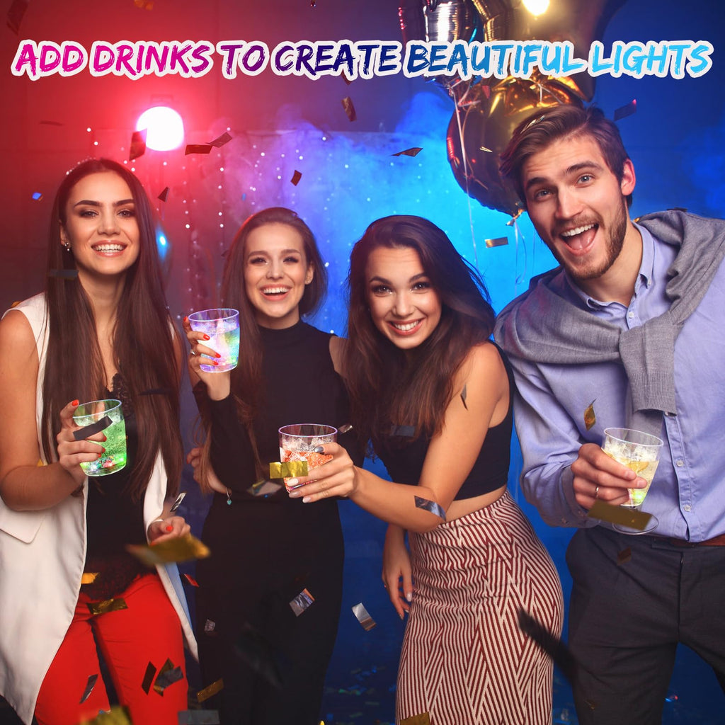 Potchen 6 Pcs 10 oz Plastic Light up Glasses LED Cups for Night Drinking Liquid Activated Glow Party Favor Multicolor Neon Shot Glasses for Disco Bar