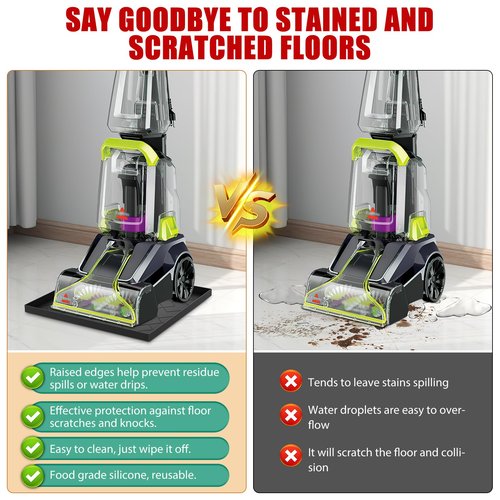 Vacuum Cleaner Silicone Mat -16'‘x15’'x0.7''Upright Vacuum Mat for Wet/Dry Cleaner Compatible with Shark, Bissell, Eureka etc. Waterproof/slip-resistant, effectively protects floors from damage