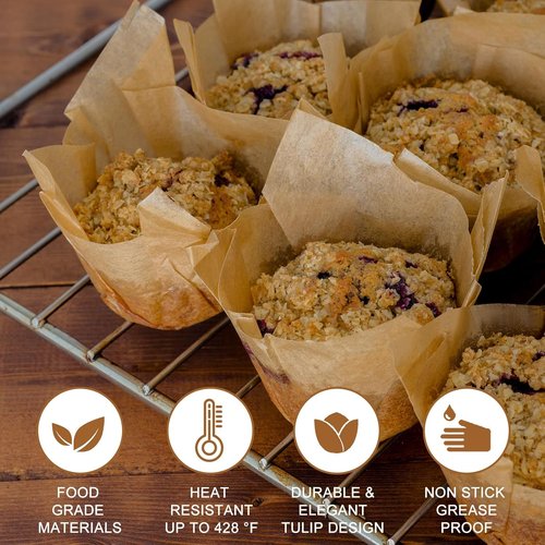 Neyimqr Tulip Cupcake Liners - 120 Count Food Grade Parchment Paper Muffin Holders | Greaseproof Baking Wrappers