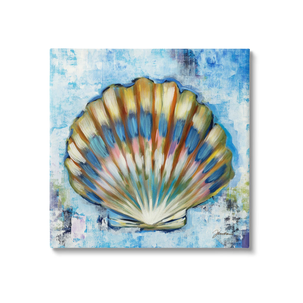 Nautical Clam Seashell Abstract, 17 x 17 Inch Canvas Wall Art