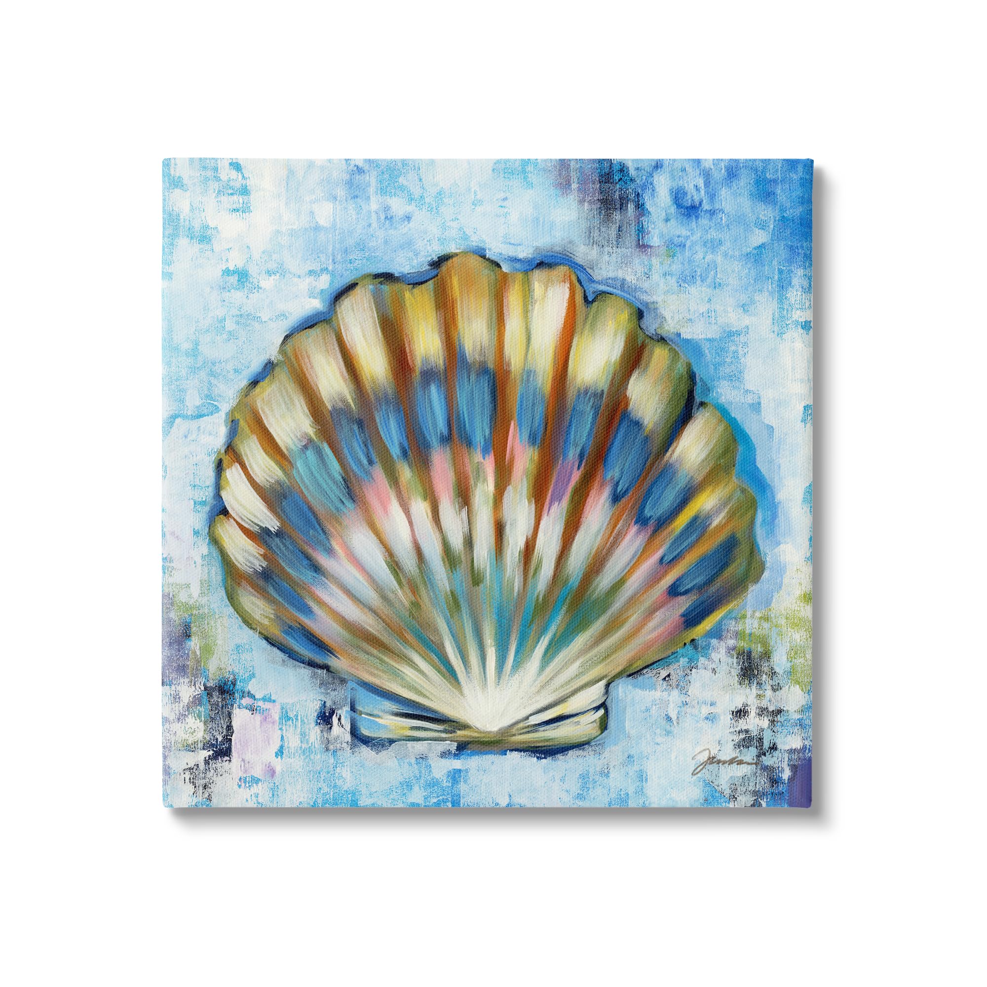 Nautical Clam Seashell Abstract, 17 x 17 Inch Canvas Wall Art