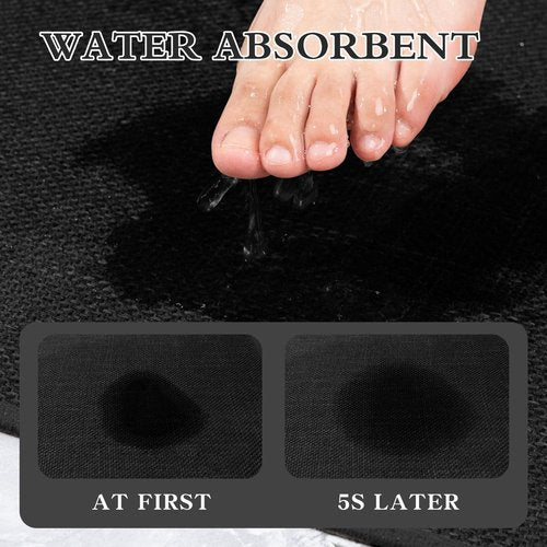 chakme Bathroom Rugs Mat 24x17, Ultra Thin Non Slip Bath Mat Small Quick Dry Absorbent Bath Mat for Bathroom Floor, (Black, 24"x17")