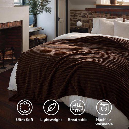 Bedsure GentleSoft Dark Chocolate Queen Blanket - Cozy Soft Throw for Couch, 90x90 Inches