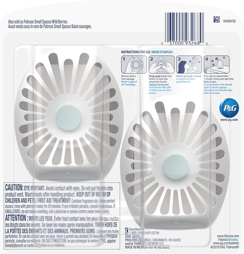 Febreze Small Spaces - Fresh Twist Cranberry Air Freshener | 2 Count Pack