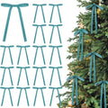 Skiennix 24 Pcs Velvet Bows - Vintage Ribbon Bows for Christmas Tree & Crafts | Turquoise (5 x 7 Inch, 3/8" Width)