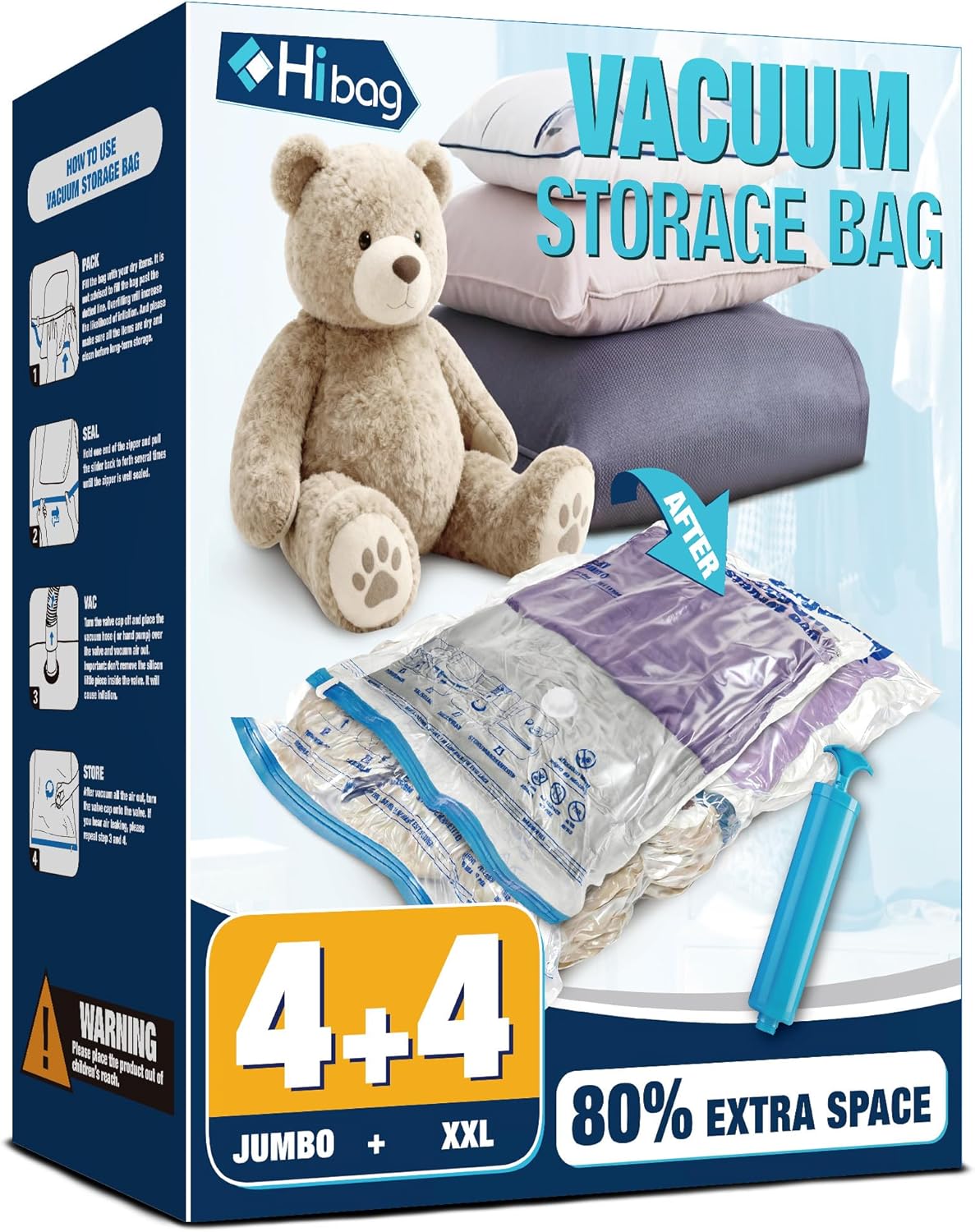 Skiennix Jumbo Vacuum Storage Bags - Extra Large Seal Bags for Bedding, Blankets & Clothing (3J + 3XXL)