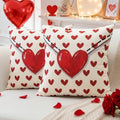 OTOSTAR Valentine's Day Throw Pillow Covers 18x18 Inch Set of 2, Red Hearts Envelope Anniversary Wedding Decorative Pillow Cases Winter Holiday Cushion Covers for Sofa Couch