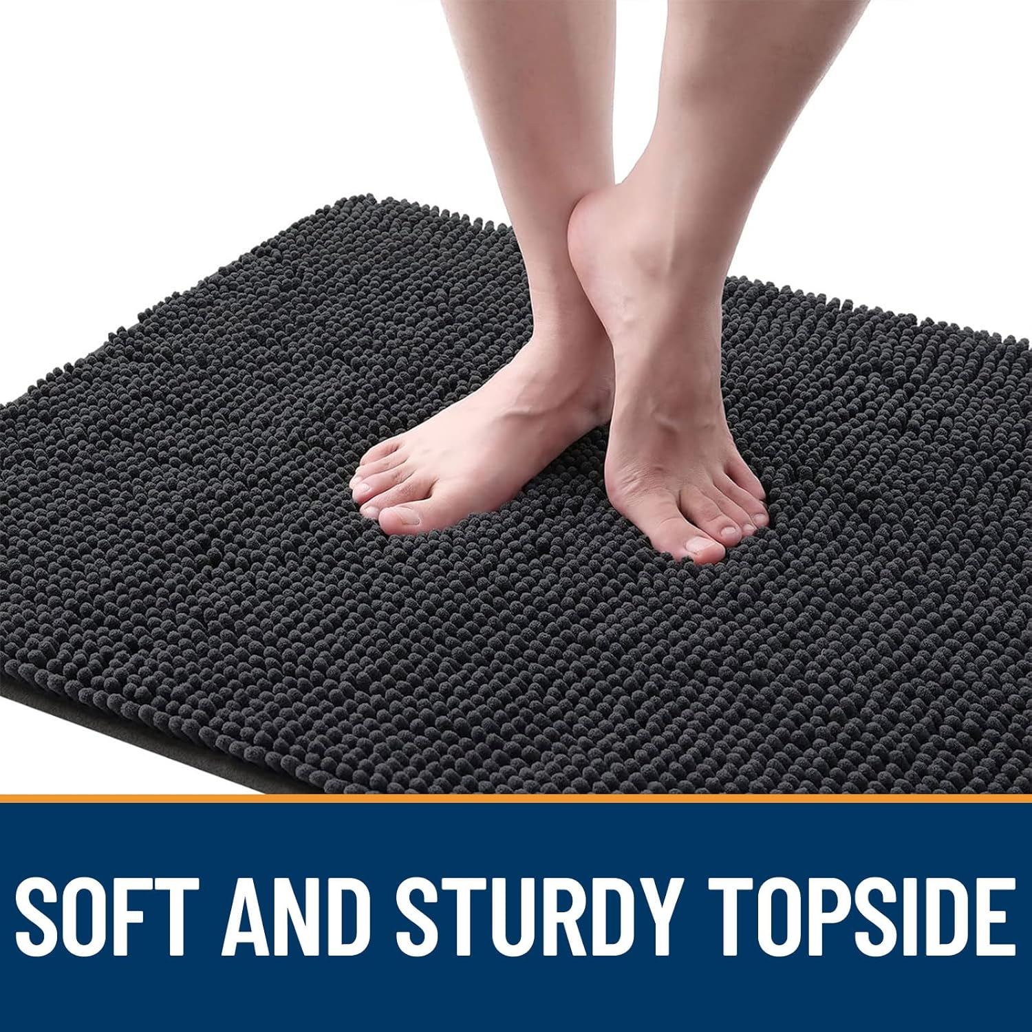 OLANLY Dog Door Mat - Absorbent Non-Slip Chenille Mat for Muddy Paws | 40x32, Dark Grey