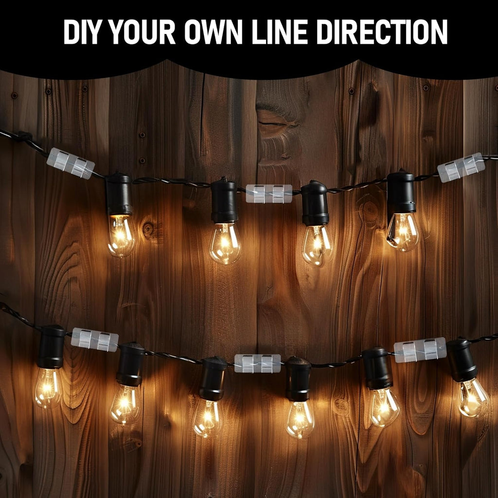 TW SHINE Outdoor String Light Hooks - 60 Pack Heavy Duty Clear Clips with Waterproof Adhesive Strips