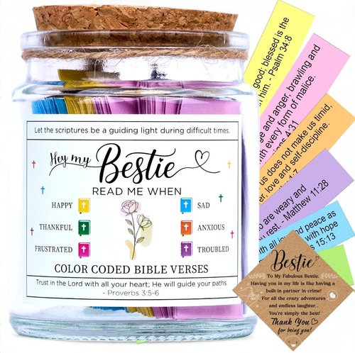 Bible Verse Jar - 92 Inspirational Scriptures for Encouragement | Thoughtful Christian Gift for Friends