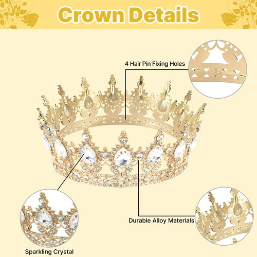 AMZVALU Crown Cake Topper, Corona Para Pastel, Gold Crown Happy Birthday Cake Topper Candles Balls 3D Butterflies, Diy Cake Decorations for Women Princess Queen (Gold, White)