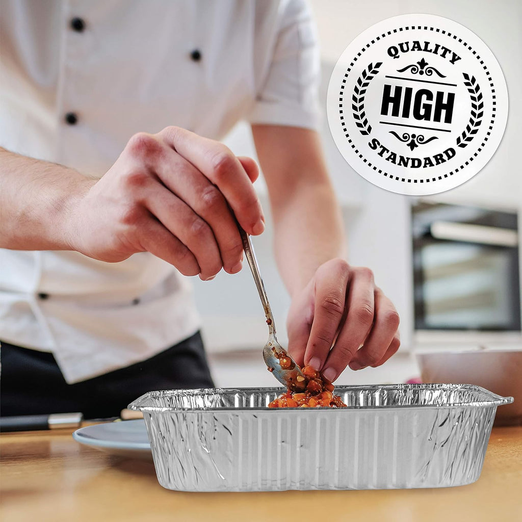 PLASTICPRO Disposable Aluminum Baking Pans - 8'' Square Foil Cookware for Cakes & Meatloaf | Pack of 10