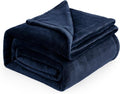 Bedsure GentleSoft Navy Fleece Blanket - Plush Cozy Queen Size Microfiber, 90x90 Inches