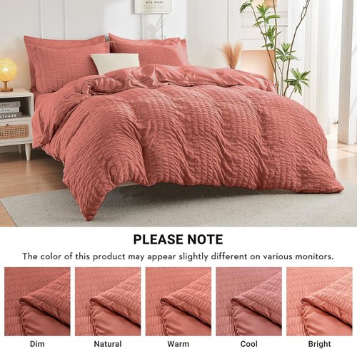 HYMOKEGE King Size Comforter Set - Luxury Seersucker 7-Piece Bedding Set for All Seasons | Includes Comforter, Sheets & Pillowcases