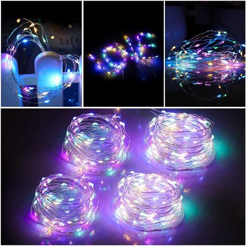 Mandiq Fairy Lights - 10ft Battery Operated String Lights with 30 LEDs | Multicolor Silver Wire for Festive Decor