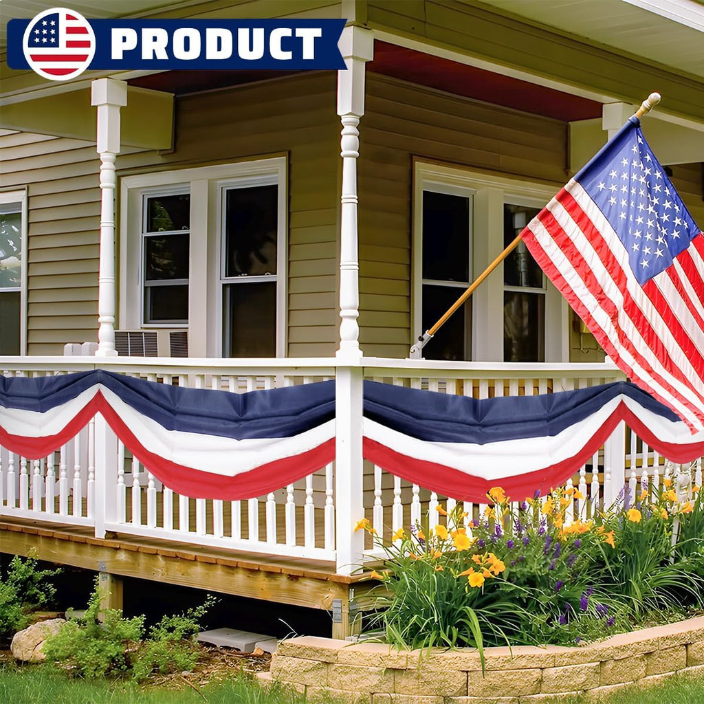 Patriotic US Flag Bunting by [Brand Name] - 2x20 Ft Red, White & Blue Stripe Banner for 4th of July & Veterans Day