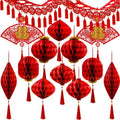 Winlyn Chinese Lunar New Year Party Decorations Good Luck Garlands Red Paper Lanterns with Tassels Lucky Fu Ornaments for Asian Vietnamese Chinese TET 2026 Year of the Horse Home Wedding Holiday Decor