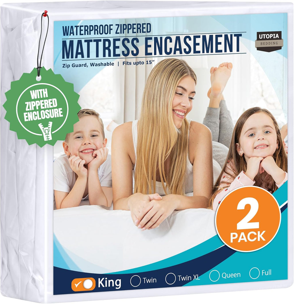 Utopia Bedding King Size Mattress Protector - 100% Waterproof & Bed Bug Proof Encasement (Pack of 2)