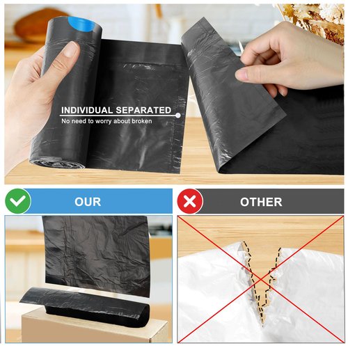 120 Count-4 Gallon Trash Bags Drawstring, Black Small Garbage Bags, JUKFITA Unscented Trash Can Liners, Strong Wastebasket Liner for Bathroom Toilet Office Bedroom