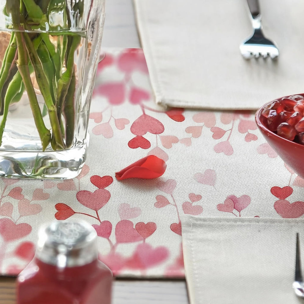 Pink Love Valentine Table Runner 13x72 Inch, Heart Pattern Decor for Dining Table, Kitchen, Anniversary, Wedding, and Party Decorations